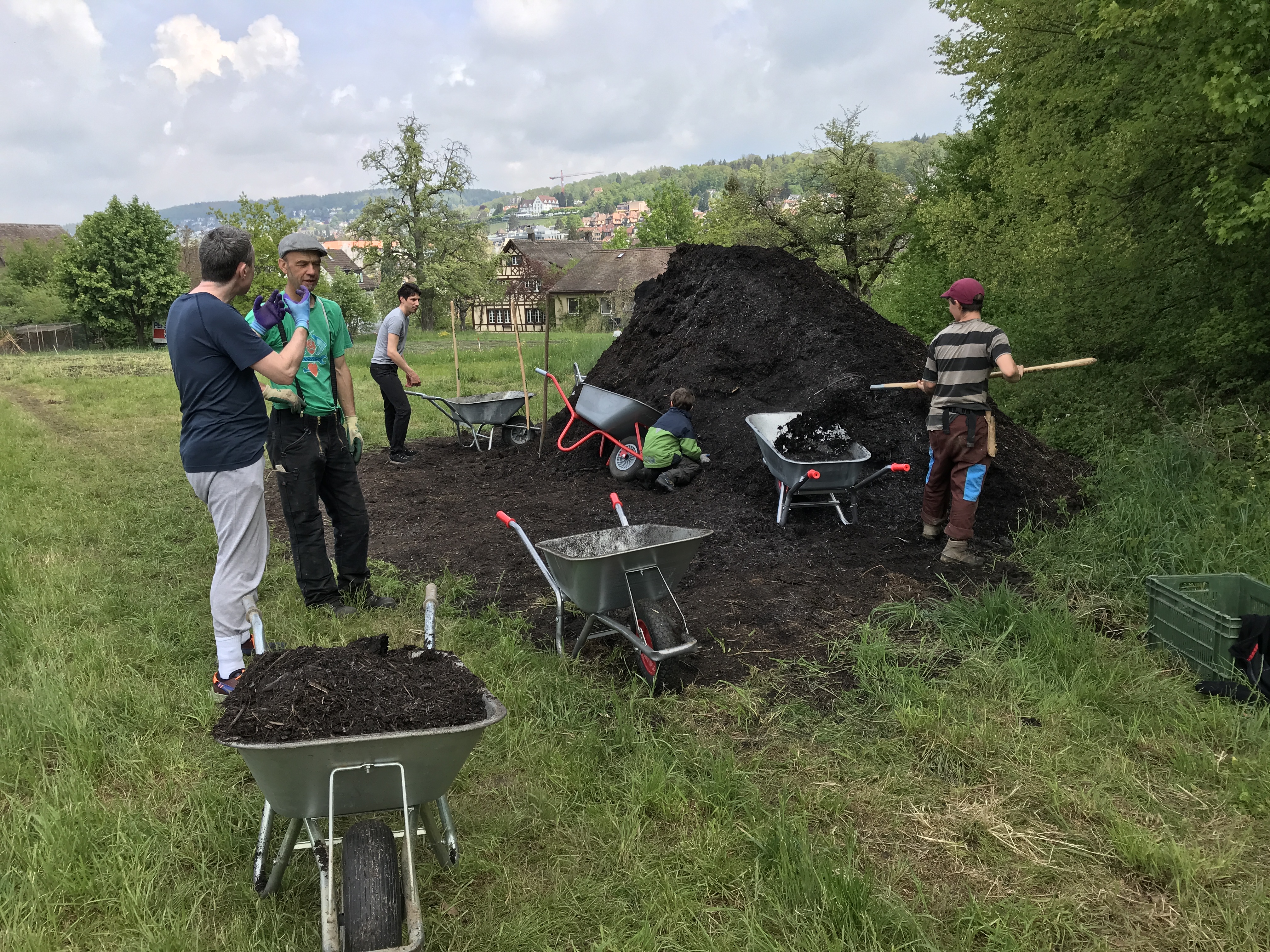 Mitglieder auf dem Feld am Arbeiten